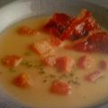crema de jamon con pan frito