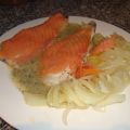 LUBINA CON SALMON Y SALSA VERDE