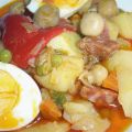 Patatas con chorizo y champiñones