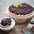 Tarta de frutos rojos, yogur y lima