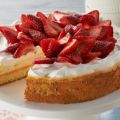 Cheesecake con mantecada de fresa