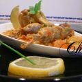 Codornices estofadas con garbanzos