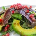Ensalada de magret de pato,aguacate y granada