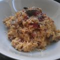 Risotto de setas con trocitos de iberico