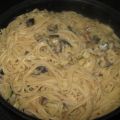 Tallarines con verduras y roquefort