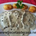 Escalopines de ternera con salsa pimienta