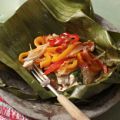 Tamales de pescado y verduras