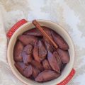 Peras al vino tinto. Receta de Navidad