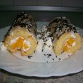 Rollitos de nata y melocotón