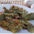 Alcachofas gratinadas al aroma de ajo y jamón