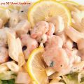 Ensalada de pasta con gambas y vieiras