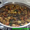 Tallarines con champiñones y chorizo