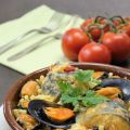 Cazuela de fideos con congrio y mejillones