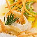 Queso caramelizado con calabaza y borraja
