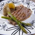 Entrecot a la plancha con crema de champiñones