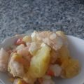 Ensalada de patatas y langostinos.