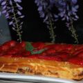 Postre: Tarta de queso con fresas