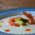 Vichyssoise con gambas salteadas