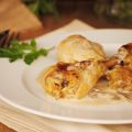 Jamoncitos de pollo con salsa de champiñones