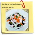 Verduras crujientes con salsa de menta
