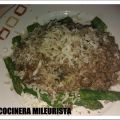 Risotto de Espárragos y champiñones con gambas