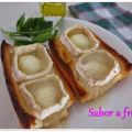 Canapé de queso de cabra y aceite de ajo