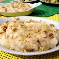 Puré de yuca con puerro y nueces