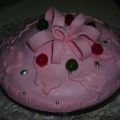 Tarta fondant rosa animal