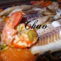 Filetes de abadejo con gambones y verduras