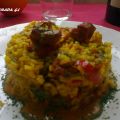 Arroz meloso con carne adobada