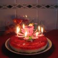 Tarta de lichis y fresas