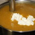 Puré de calabaza y espinacas, con queso ricotta