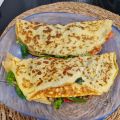 Tortillita rellena de espinacas, tomate y setas