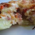 Patatas rellenas de verdura y bacon