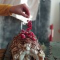Budapest roll con plátano y frambuesas