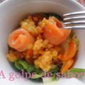 Ensalada de lentejas rojas y salmón ahumado
