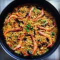 Fideúa de gambas y mejillones
