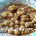 Guiso de garbanzos con sepia y langostinos