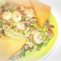 Revuelto de esparragos y gambas.