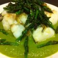 Bacalao con crema de espárragos trigueros