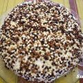 TARTA DE BIZCOCHO, CREMA DE CHOCOLATE Y NATA