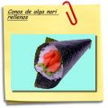 Conos de alga nori rellenos