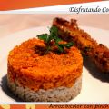 Arroz bicolor con pincho de pavo