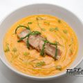 Salmorejo con tarantelo en conserva y salicornia