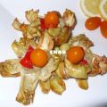MENU: Alcachofas fritas. Besugos con almejas y[...]