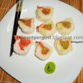 Falso uramaki de salmón ahumado y guacamole