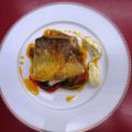 LUBINA CON PISTO Y MAYONESA DE AJO Y ACEITUNAS