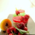 Mousse de albaricoque y cerezas