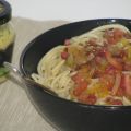 SPAGUETTIS CON SALSA DE NARANJA Y MOSTAZA