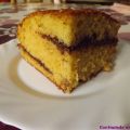 Bizcocho relleno de natillas y chocolate